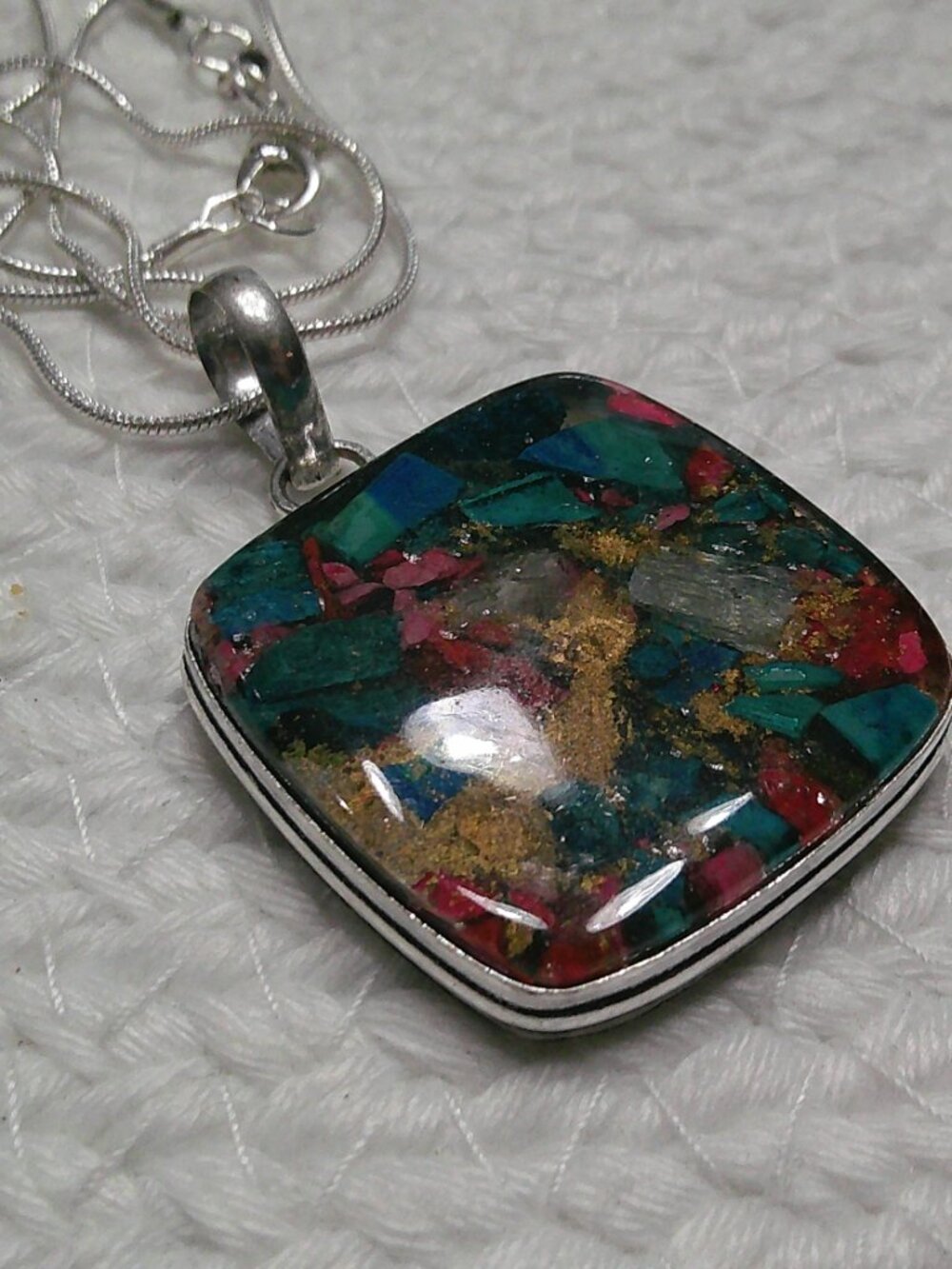 Gorgeous SPINY OYSTER TURQUOISE Handmade Sterling 925 Pendant/Chain #638E - Picture 2 of 3